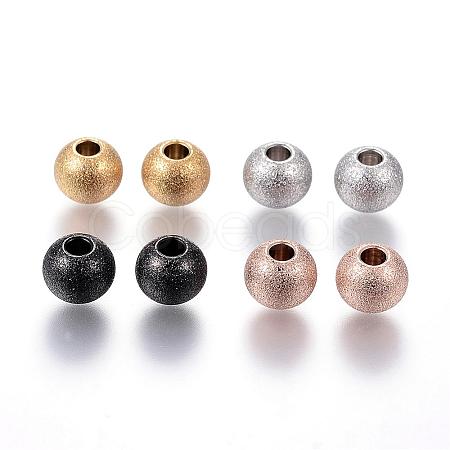 201 Stainless Steel Textured Beads STAS-P108-05-1