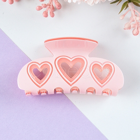 Hollow Heart PVC Claw Hair Clips PW-WG69939-01-1