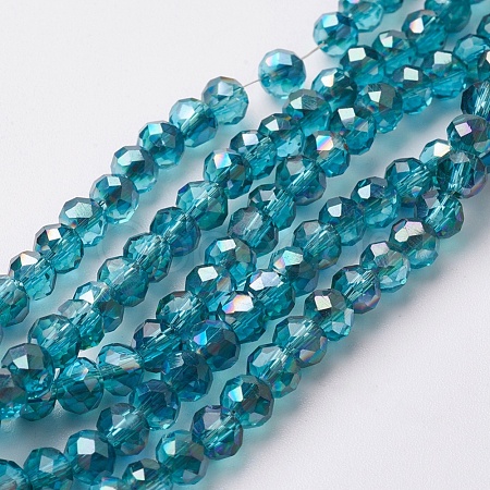 Electroplate Glass Beads Strands EGLA-F124-HR-B01-1