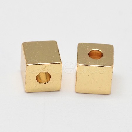 Rack Plating and Vacuum Plating Brass Cube Spacer Beads X-KK-I598-01G-RS-1