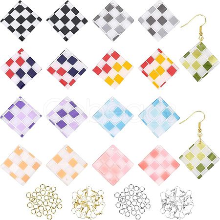 Olycraft Checkerboard Dangle Earrings DIY Making Kit DIY-OC0008-06-1