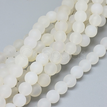 Natural White Agate Beads Strands G-D0005-28-8mm-1