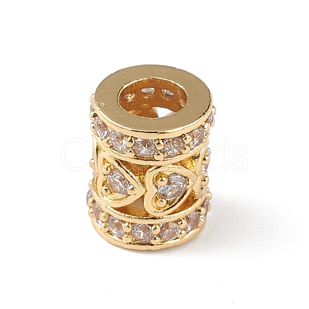 Rack Plating Brass Micro Pave Clear Cubic Zirconia European Style Beads KK-C019-28G-1
