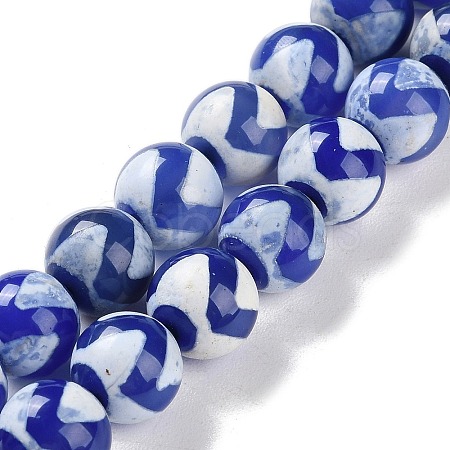 Natural Tibetan Wave Pattern dZi Agate Beads Strands G-B084-A05-01-1