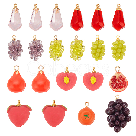  21Pcs 11 Styles Resin Imitation Fruit Pendants RESI-NB0001-98-1