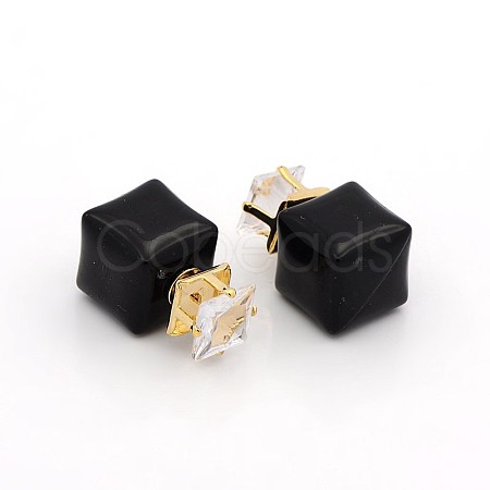 Women's 2015 Hot Selling Resin Double Sided Cube Ear Studs X-EJEW-O008-F09-1