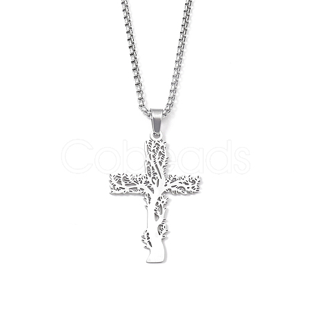 201 Stainless Steel Pendant Necklaces for Man NJEW-Q336-03A-P-1