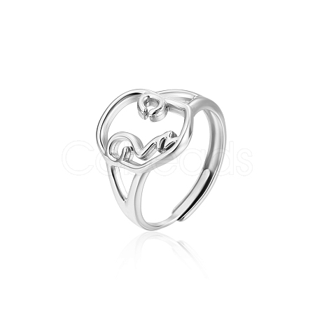 Elegant Stainless Steel Hollow Open Ring for Women Daily Wear UU6227-2-1