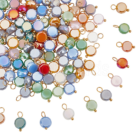 HOBBIESAY 120Pcs Electroplate Opaque Glass Charms FIND-HY0001-36-1