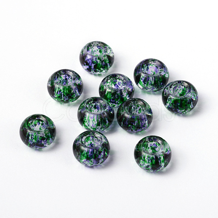 Spray Painted Glass Large Hole Beads X-DGLA-R017-06-1