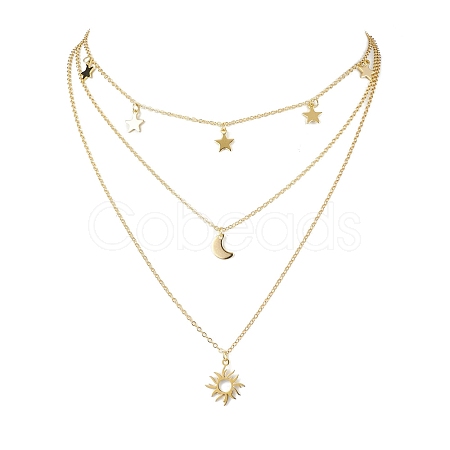 Brass 3 Layer Necklaces for Women NJEW-JN04734-02-1