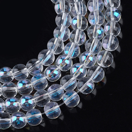 Electroplate Glass Beads Strands EGLA-Q062-8mm-A08-1