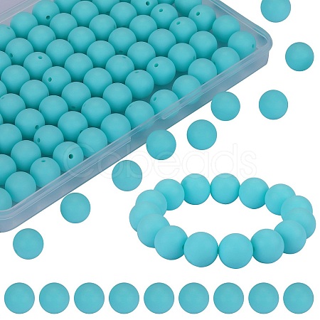 80Pcs Round Silicone Focal Beads SIL-SZ0001-24-33-1