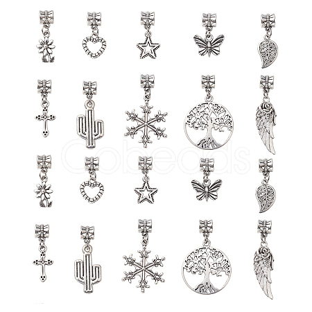 50Pcs 10 Styles Tibetan Style Alloy European Dangle Charms PALLOY-CJ0002-74-1