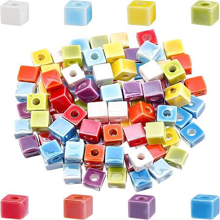 SUPERFINDINGS 120Pcs 8 Colors Handmade Porcelain Ceramic Beads PORC-FH0001-03-1