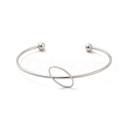 Non-Tarnish Oval 201 Stainless Steel Cuff Bangles for Women Girls STAS-K247-04P-1