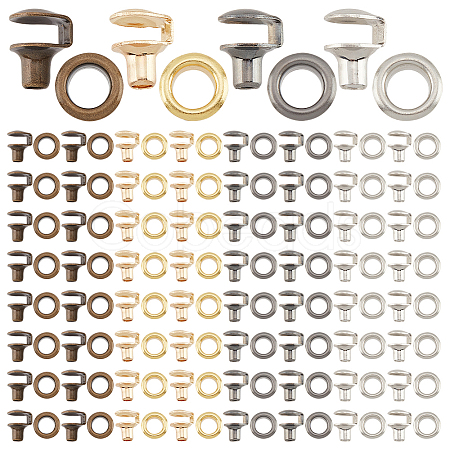   120 Sets 4 Colors Brass Boots Hook Eyelet Buckles FIND-PH0009-29-1