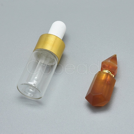 Faceted Natural Agate Openable Perfume Bottle Pendants G-E556-12B-1