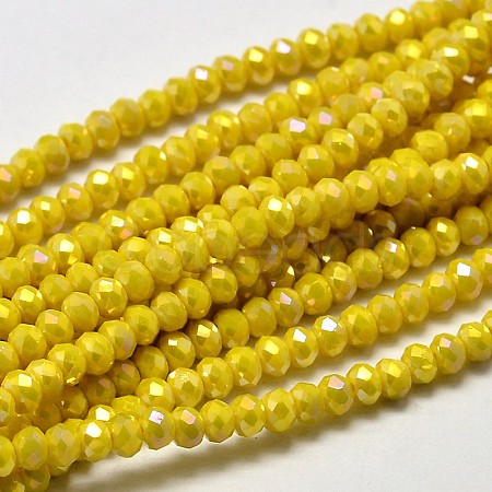 Faceted Rondelle Full Rainbow Plated Electroplate Glass Beads Strands EGLA-J134-3x2mm-FR05-1