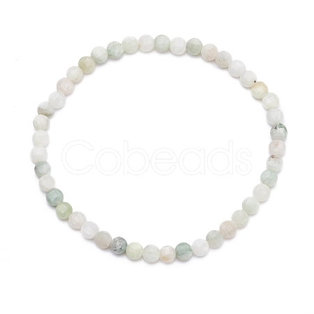 Natural Myanmar Jade/Burmese Jade Faceted Nugget Beads Stretch Bracelet BJEW-JB07217-01-1