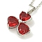 304 Stainless Steel Cable Chain Necklaces, Brass Red Cubic Zirconia Clover Pendant Necklaces, Stainless Steel Color, 17.99 inch(45.7cm)