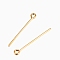 304 Stainless Steel Eye Pins, Real 18K Gold Plated, 21 Gauge, 32x0.7mm, Hole: 2mm