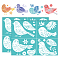 Self-Adhesive Silk Screen Printing Stencil, for Painting on Wood, DIY Decoration T-Shirt Fabric, Turquoise, Bird, 280x220mm