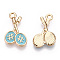 Eco-Friendly Zinc Alloy Pendants, with Enamel, Cadmium Free & Nickel Free & Lead Free, Balloon, Light Gold, Light Sky Blue, 20x11x2mm, Hole: 1.8mm