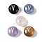 Natural Mixed Gemstone Beads, Flat Round with Letter, Letter V, 8.5~9x5~5.5mm, Hole: 1.2mm