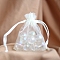 Organza Gift Drawstring Bags, Jewelry Pouches, Wedding Party Christmas Favor Gift Bags, Rectangle, Floral White, 9x7cm