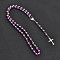 Long Handmade Imitation Pearl Cross Pendant Lariat Necklace Unisex Tassel Sweater Chain Necklaces, Medium Orchid