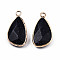 Synthetic Blue Goldstone Pendants, with Light Gold Plated Brass Findings, Faceted, Teardrop Charm, 27x14.5x6mm, Hole: 2.5mm