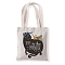 Cute Cat Printed Canvas Women's Tote Bags, with Handle, Rectangle Shoulder Bags for Shopping, Black, Watermelon, 37x33cm