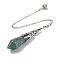 Natural Amazonite Pointed Dowsing Pendulum Big Pendants, Lead Free & Cadmium Free, with Platinum Tone Brass Findings, Hexagonal Cone, 265mm, Hole: 2mm