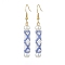 Glass Pearl & Seed Column Dangle Earrings, Golden 304 Stainless Steel Jewelry for Women, Cornflower Blue, 54mm, Pin: 0.7mm