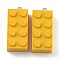 Opaque Acrylic Pendants, with Platinum Iron Loop, Long Rectangle Building Block Charms, Gold, 36x16x11.5mm, Hole: 1.5mm