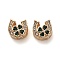 Alloy Rhinestone European Beads, Large Hole Beads, Horseshoe with Clover, Golden, 11x11x8mm, Hole: 4.6mm