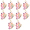 Printed Alloy Pendants, Cadmium Free & Nickel Free & Lead Free, Light Gold, Butterfly, Pearl Pink, 21.5x16.5x1.5mm, Hole: 2mm