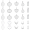 Unicraftale DIY Blank Pendant Making Kit, Including 304 Stainless Steel Pendant Cabochon Settings, Glass Cabochons, Heart & Oval & Teardrop & Rectangle, Stainless Steel Color, 40Pcs/box