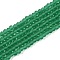 Transparent Glass Beads Strands, Faceted, Frosted, Rondelle, Green, 2.9~3.3mm, Hole: 1mm, about 148~150pcs/strand, 39.5~40cm