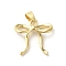 Brass Pendants, Bowknot, Real 18K Gold Plated, 23x23.5x3mm, Hole: 7x3.5mm