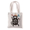 Cute Cat Printed Canvas Women's Tote Bags, with Handle, Rectangle Shoulder Bags for Shopping, Black, Butterfly, 37x33cm