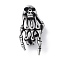 Tibetan Style Alloy Big Pendant, Frosted, Skeleton Hand with Skull Charm, Antique Silver, 55x23.5x15mm, Hole: 3.2mm