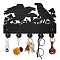 Wood & Iron Wall Mounted Hook Hangers, Decorative Organizer Rack, with 2Pcs Screws, 5 Hooks for Bag Clothes Key Scarf Hanging Holder, Raven, 200x300x7mm.