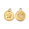 Ion Plating(IP) 304 Stainless Steel Pendants, Flat Round with Starfish Charm, Real 18K Gold Plated, 16.2x13x2mm, Hole: 2mm