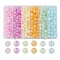 480Pcs 6 Colors Transparent Crackle Acrylic Beads, Round, Mixed Color, 8x7mm, Hole: 1.8~2mm, 80pcs/color