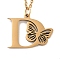 PVD Vacuum Plating 201 Stainless Steel Necklaces, Letter D,12.09 inch(30.7cm) pendant: about 17x19mm.