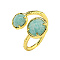 Round Natural Amazonite Open Cuff Rings, Golden Plated Brass Ring for Unisex, Inner Diameter: 19mm