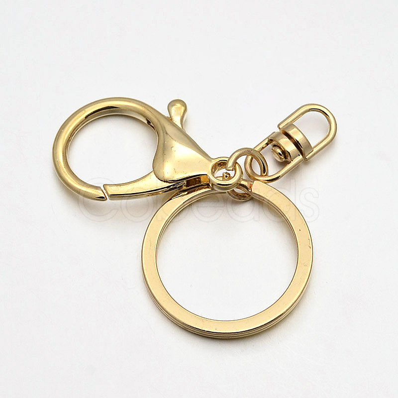 Iron Alloy Lobster Claw Clasp Keychain, Light Gold, 68x30mm