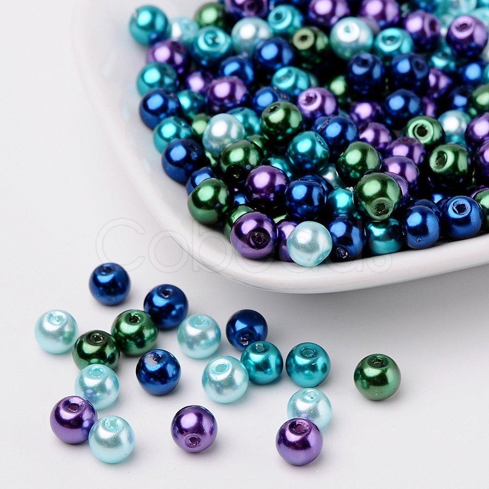 Cheap 6mm Multicolor Pearlized Glass Pearl Beads For Jewelry Making Online Store 2691